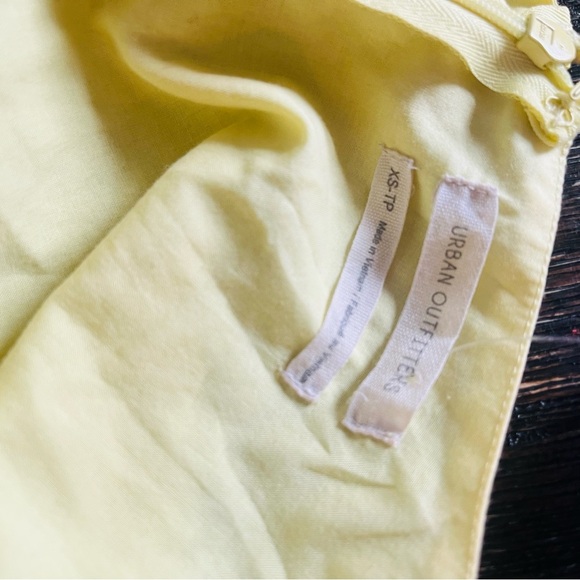 Urban Outfitters butter Yellow Cutout Mini Dress Puff Sleeve Tie Front Size XS - Picture 5 of 5